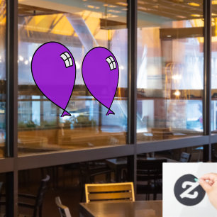 Paarse Gelukkige Ballonnen Tweeling Ruitsticker Raamsticker