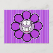 Paarse Gelukkige Bloem Schroef Graphics Briefkaart (Voorkant)