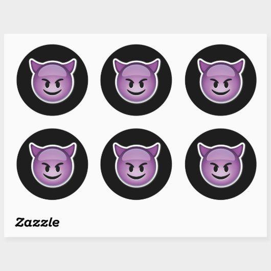 paarse gelukkige duivel emoji stickers (Vel)