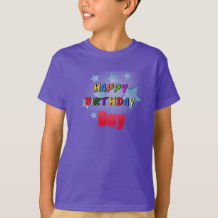 Paarse Gelukkige Verjaardag Jongen T-Shirt voor Ki