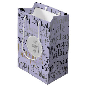 Paarse Gelukkige Verjaardag   Medium Cadeauzakje