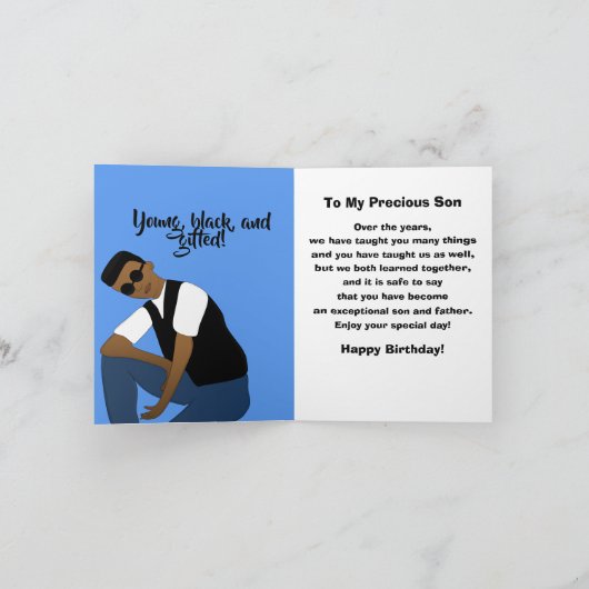 Paarse gelukkige verjaardag zoon Afro-Amerikaan Kaart (Binnen)