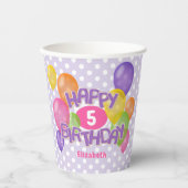 paarse gelukzalige verjaardagscadeuskoekjes met ba papieren bekers (Voorkant)