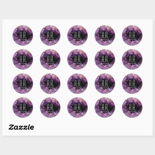 Paarse Gem Geode Ronde Sticker (Vel)