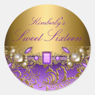 Paarse Gem & Parels Zoet Zestien Sticker