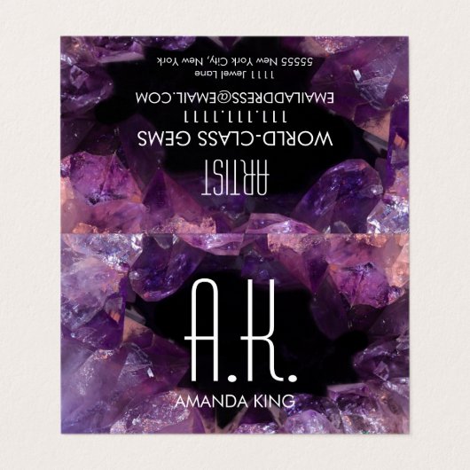 Paarse Gem Visitekaartje (Buitenkant ongevouwen)