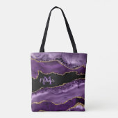 Paarse gemarmerde agaat en gouden glitter   tote bag (Achterkant)