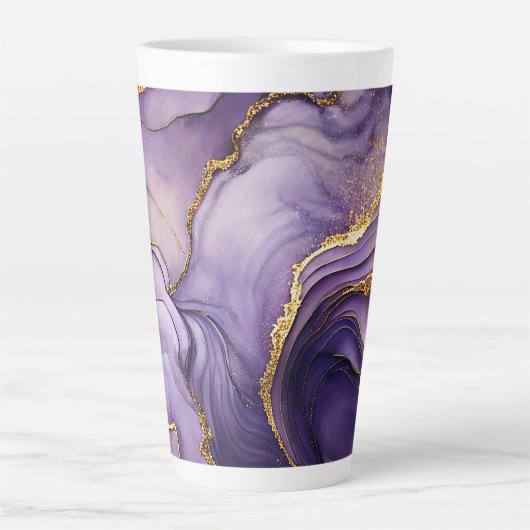 Paarse gemarmerde grote latte Mok (Voorkant)