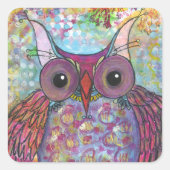 Paarse gemengde mediauil vierkante sticker (Voorkant)