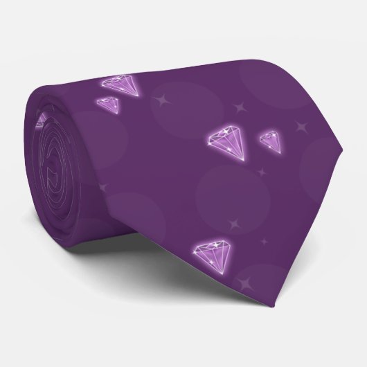 paarse gemstone diamant mannen stropdas (Opgerold)