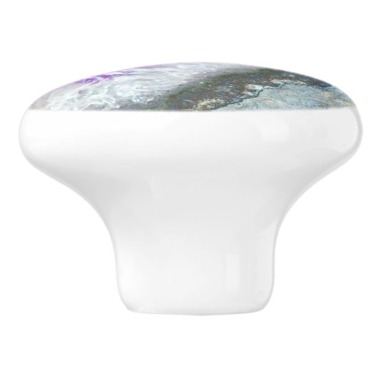 Paarse genezing Amethyst keramische Knoop Keramische Knop (Zijkant)