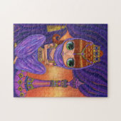 Paarse Genie Doll en haar juwelen magische fles Legpuzzel (Horizontaal)