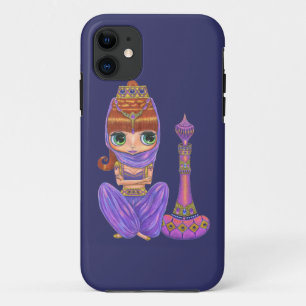 Paarse genie en magische fles met juwelen iPhone 11 hoesje