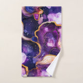 Paarse Geode Abstract met Gouden Kosmische Accente Bad Handdoek (Handdoek)