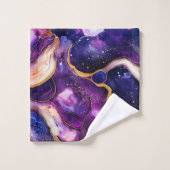 Paarse Geode Abstract met Gouden Kosmische Accente Bad Handdoek (Wasdoekje)