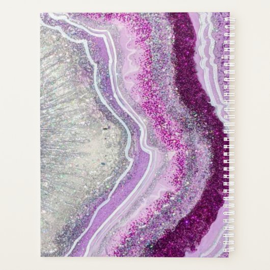 Paarse Geode Agate Crystal Monogram Naam Planner (Achterkant)