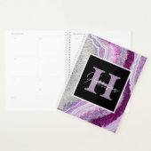Paarse Geode Agate Crystal Monogram Naam Planner (Display)