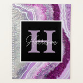Paarse Geode Agate Crystal Monogram Naam Planner (Voorkant)