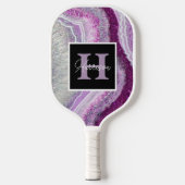 Paarse Geode Agate Monogram Naam  Pickleball Paddle (Voorkant)