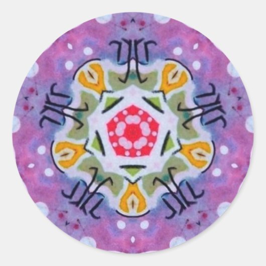 Paarse Geometrie Zodiac Fractal Sticker (Voorkant)