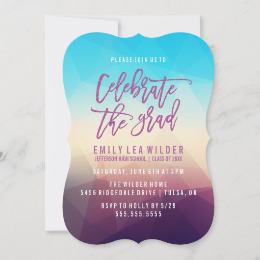 Paarse geometrisch | Afstudeerpartij Kaart (Voorkant)