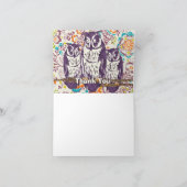 Paarse geometrisch van de familie Owl Dank u Bedankkaart (Binnen)