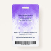 Paarse geometrische aangepaste ID-badge voor werkn Badge (Achterkant)