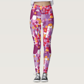 Paarse geometrische avantgardistische vormgeving leggings