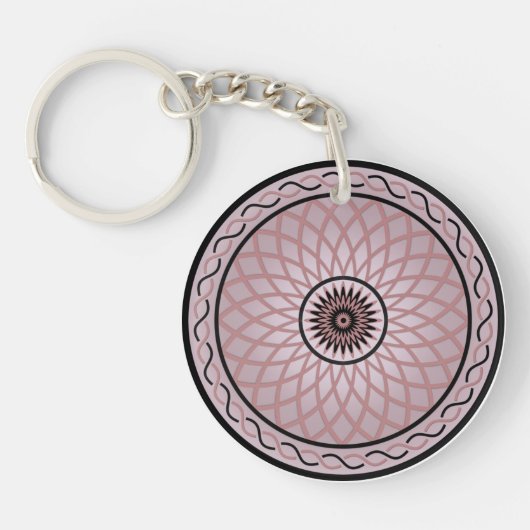 Paarse Geometrische Bloem Sleutelhanger (Voorkant)