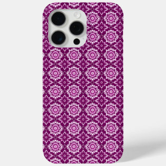  Paarse geometrische bloemenpatroon iPhone 15 Pro Max Hoesje