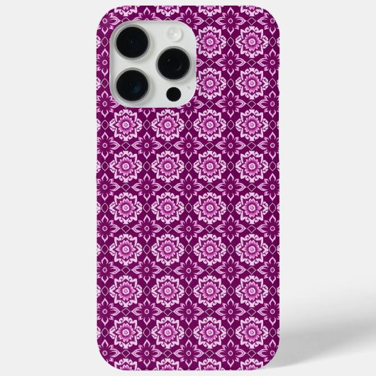 Paarse geometrische bloemenpatroon Case-Mate iPhone Case (Achterkant)
