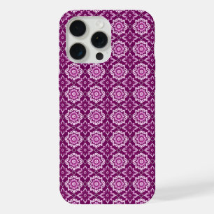 Paarse geometrische bloemenpatroon iPhone 15 Pro Max Case