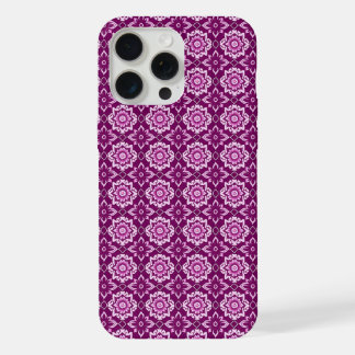 Paarse geometrische bloemenpatroon iPhone 15 Pro Max Case