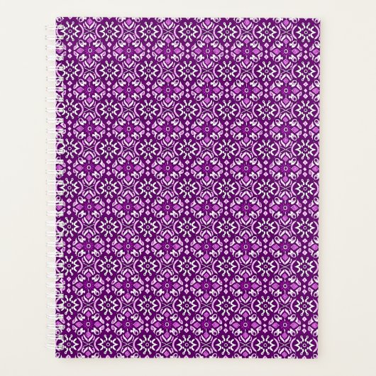 Paarse geometrische bloemenpatroon Planner (Voorkant)