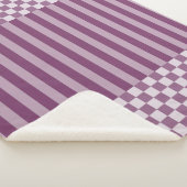 Paarse geometrische checkers en strepen sherpa deken (3/4)