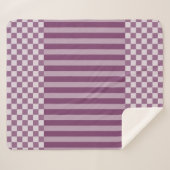 Paarse geometrische checkers en strepen sherpa deken (Voorkant (horizontaal))