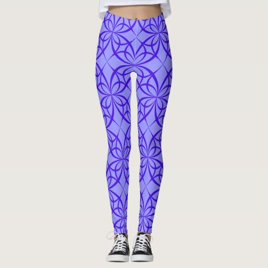 Paarse geometrische cirkels leggings (Voorkant)