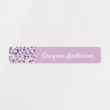 Paarse Geometrische Confetti Kinder Label Skinny