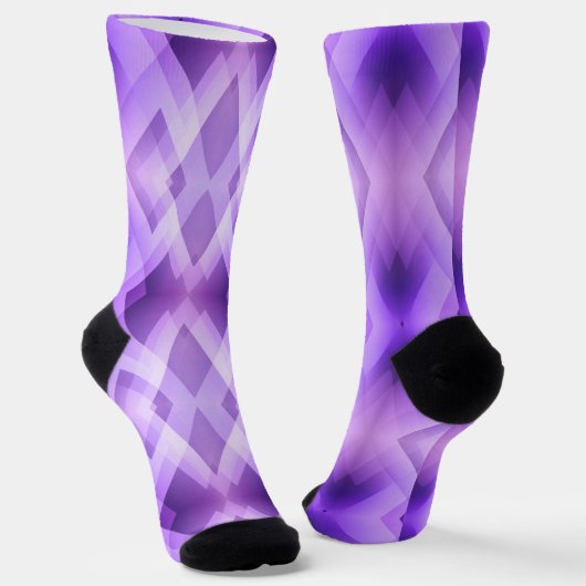 Paarse geometrische diamanten sokken (Gebogen)