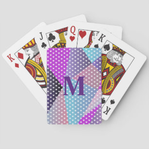 Paarse Geometrische Eenvoudige Hartjes Patroon Gra Pokerkaarten