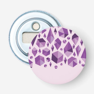 Paarse geometrische juwelvormen button flesopener