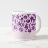 Paarse geometrische juwelvormen grote koffiekop (Voorkant rechts)