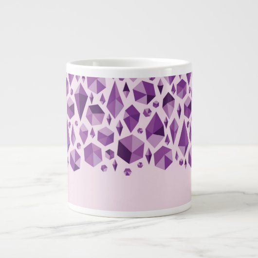 Paarse geometrische juwelvormen grote koffiekop (Voorkant)