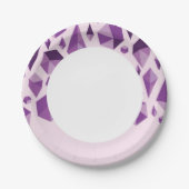 Paarse geometrische juwelvormen papieren bordje (Voorkant)