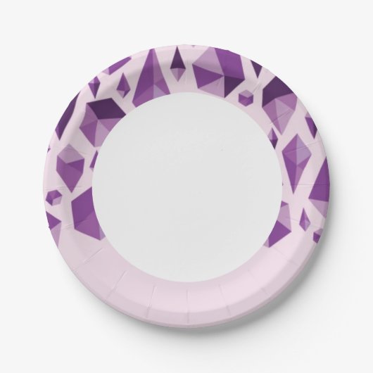 Paarse geometrische juwelvormen papieren bordje (Voorkant)
