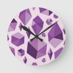 Paarse geometrische juwelvormen ronde klok