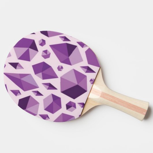 Paarse geometrische juwelvormen tafeltennisbatje (Zijkant)