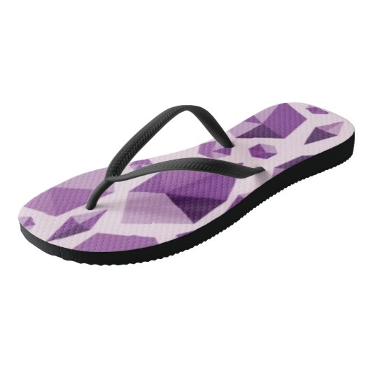 Paarse geometrische juwelvormen teenslippers (Schuin)
