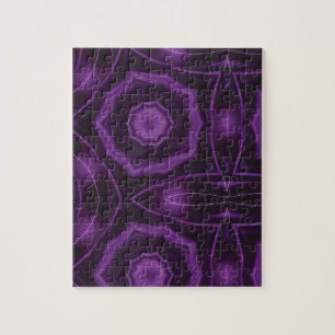 Paarse geometrische kunstpuzzel legpuzzel