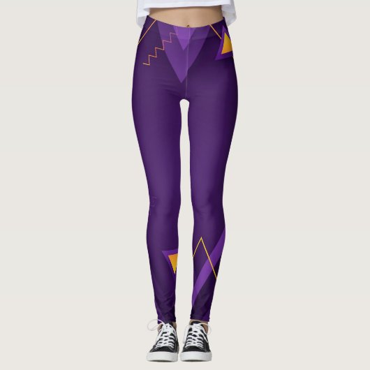paarse geometrische leggings (Voorkant)